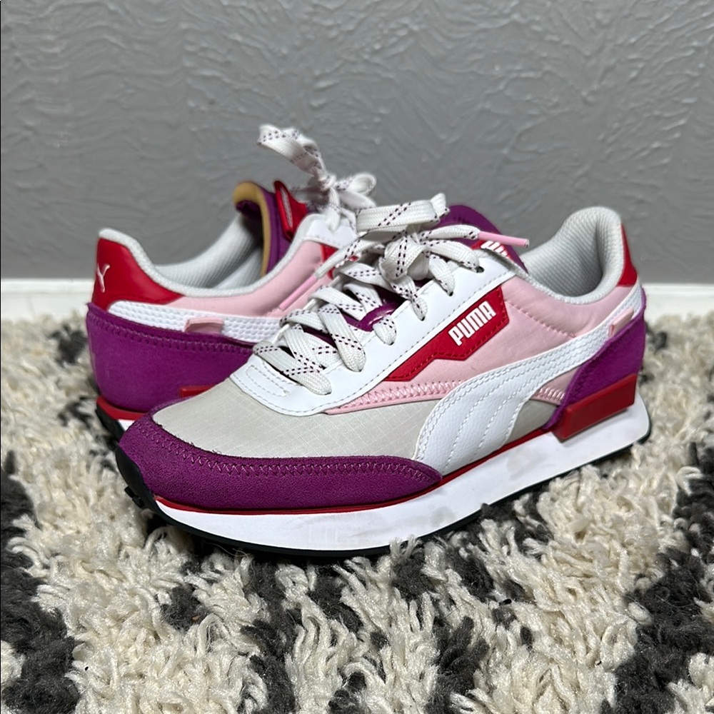 Puma Future Rider Pink Purple Red White Casual Sneakers Women's Size 7.5